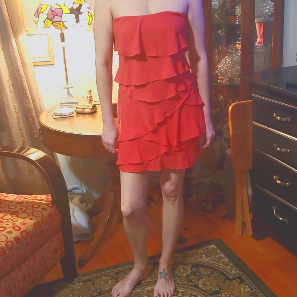 Red Ruffled Mini Dress